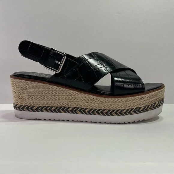 Vince Camuto Marietten Embossed Espadrille Platform Sandals - black croc, 8.5 - Picture 10 of 12